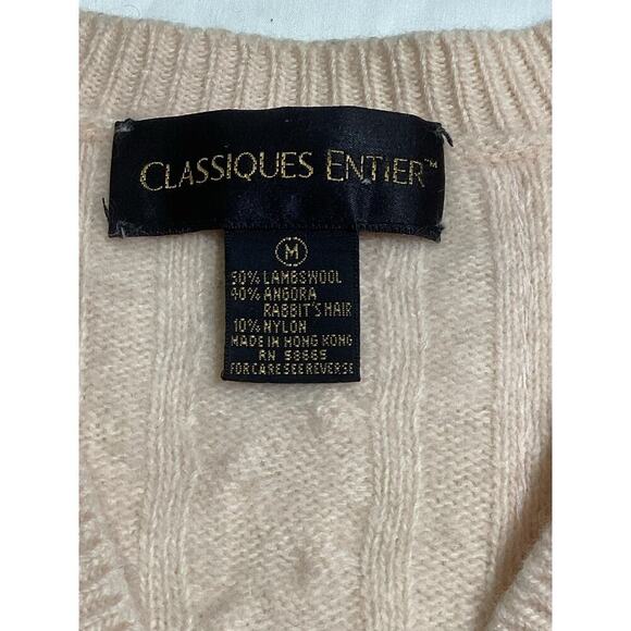 Classiques Entier  winter V-neck lambswool angora rabbit’s hair women’s M beige - Picture 8 of 8